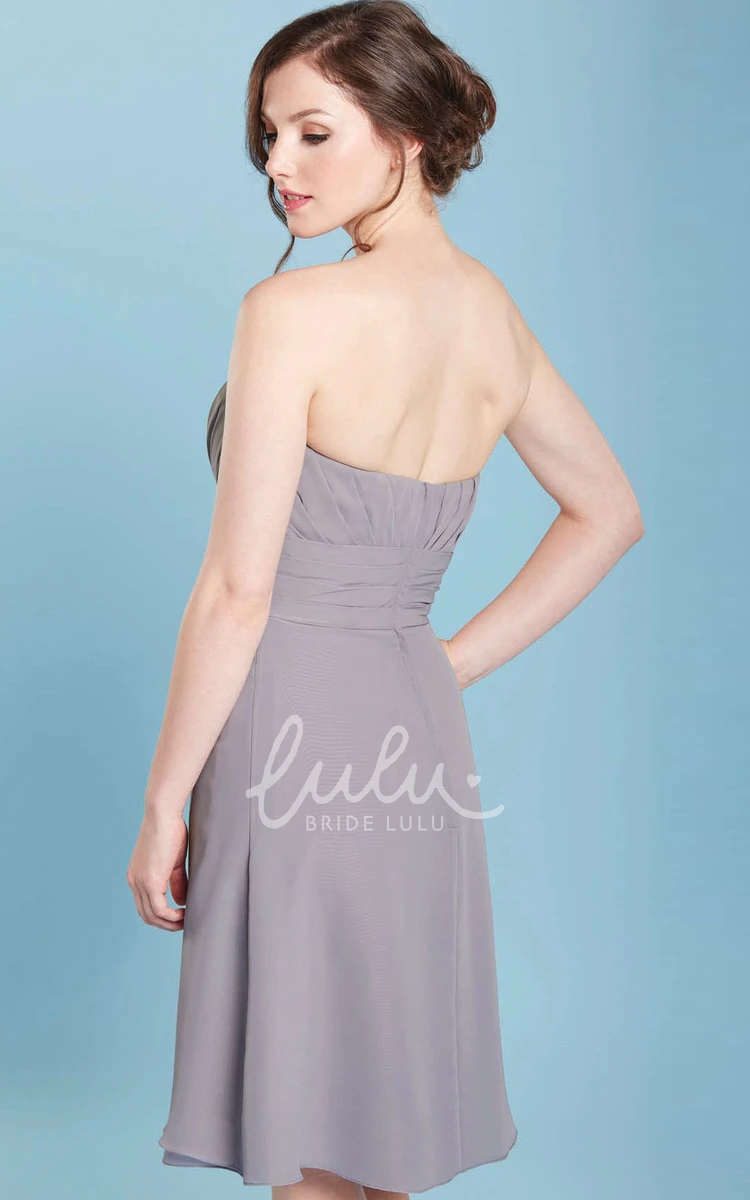 Draped Knee-Length Sweetheart Chiffon Bridesmaid Dress Casual Bridesmaid Dress