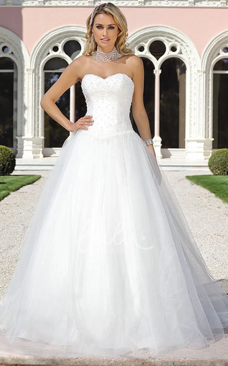 Sweetheart Tulle Wedding Dress with Beading Ball Gown Bridal Dress