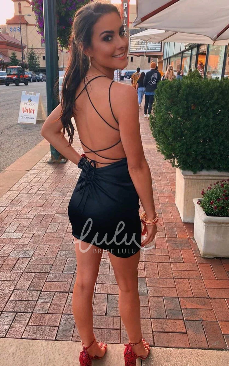 Backless Satin Mini Homecoming Dress with Spaghetti Straps Sexy & Chic 2025