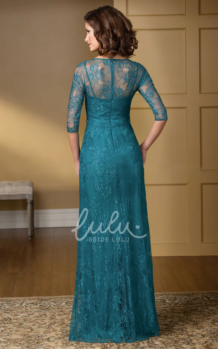 V-Neck Lace Gown with Beadings and Illusion Back for Formals