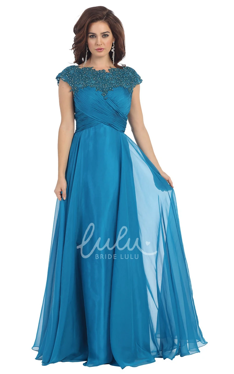 A-Line Chiffon Illusion Dress with Criss Cross and Embroidery Modern Prom Dress 2024