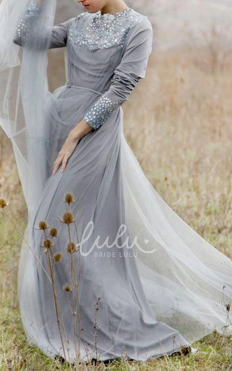 Grey Bridesmaid Dress Rustic Lace Gown with Ballet Inspiration