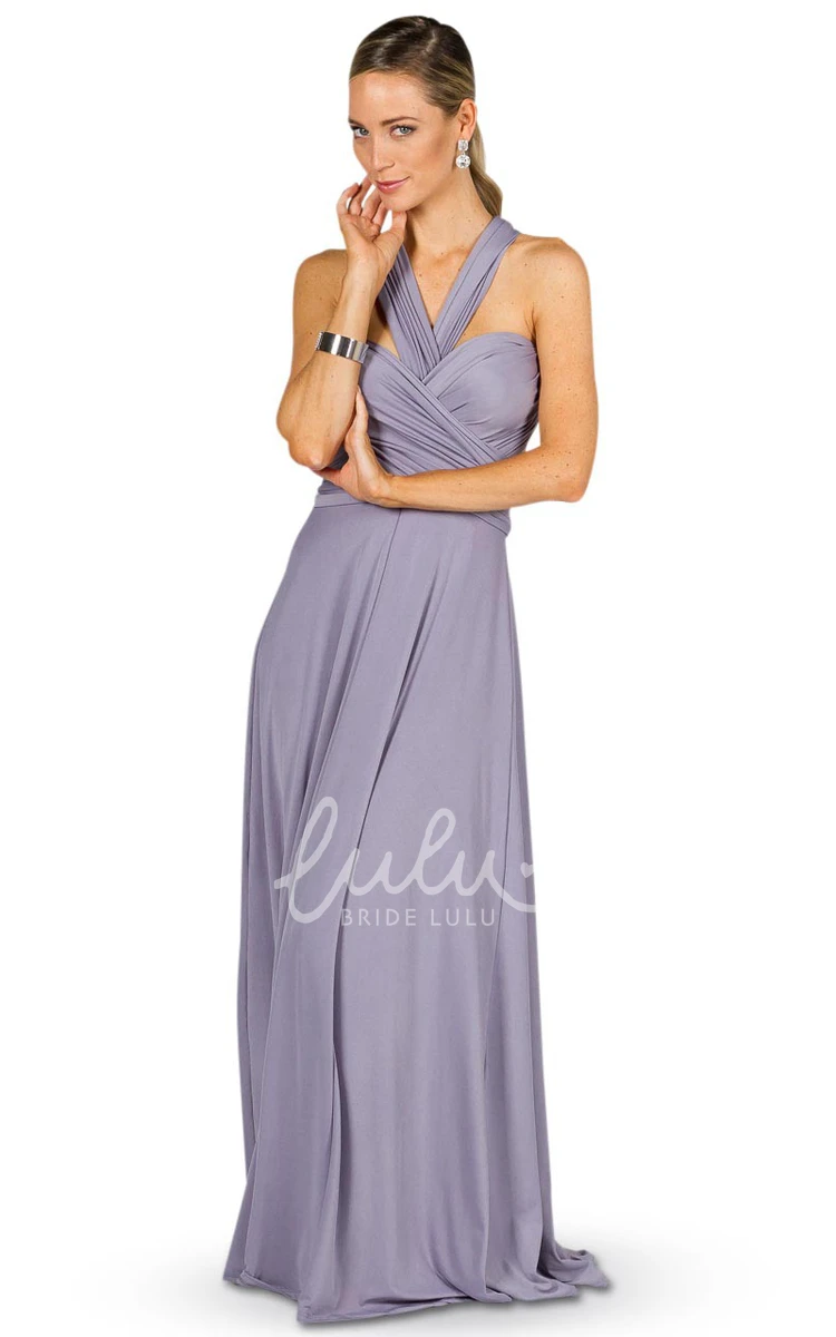 A-Line Floor-Length Haltered Chiffon Bridesmaid Dress Simple and Classy