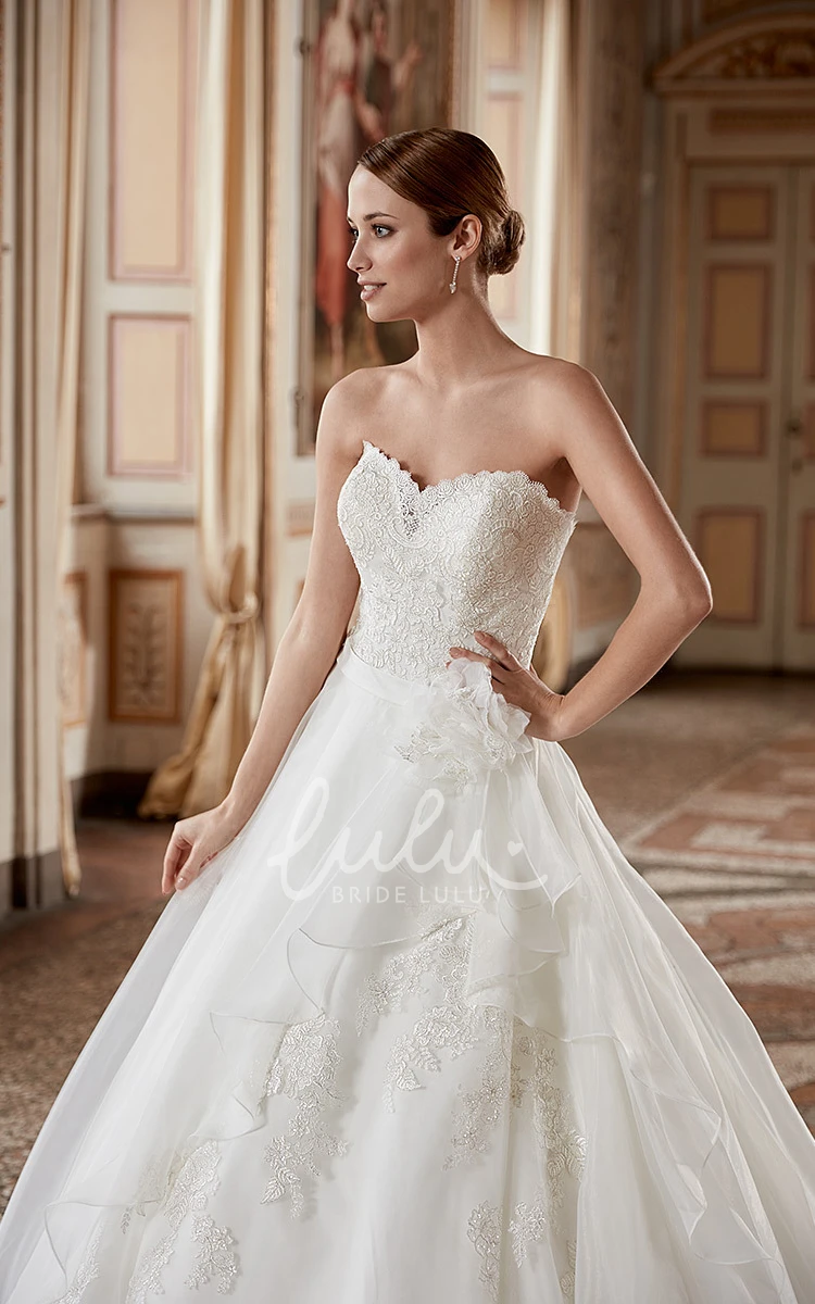 Tulle and Lace Sweetheart Ball Gown Wedding Dress with Draping