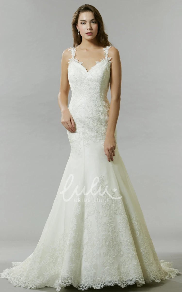 Backless Lace Wedding Dress with Appliques and Beading A-Line Floor-Length Sleeveless
