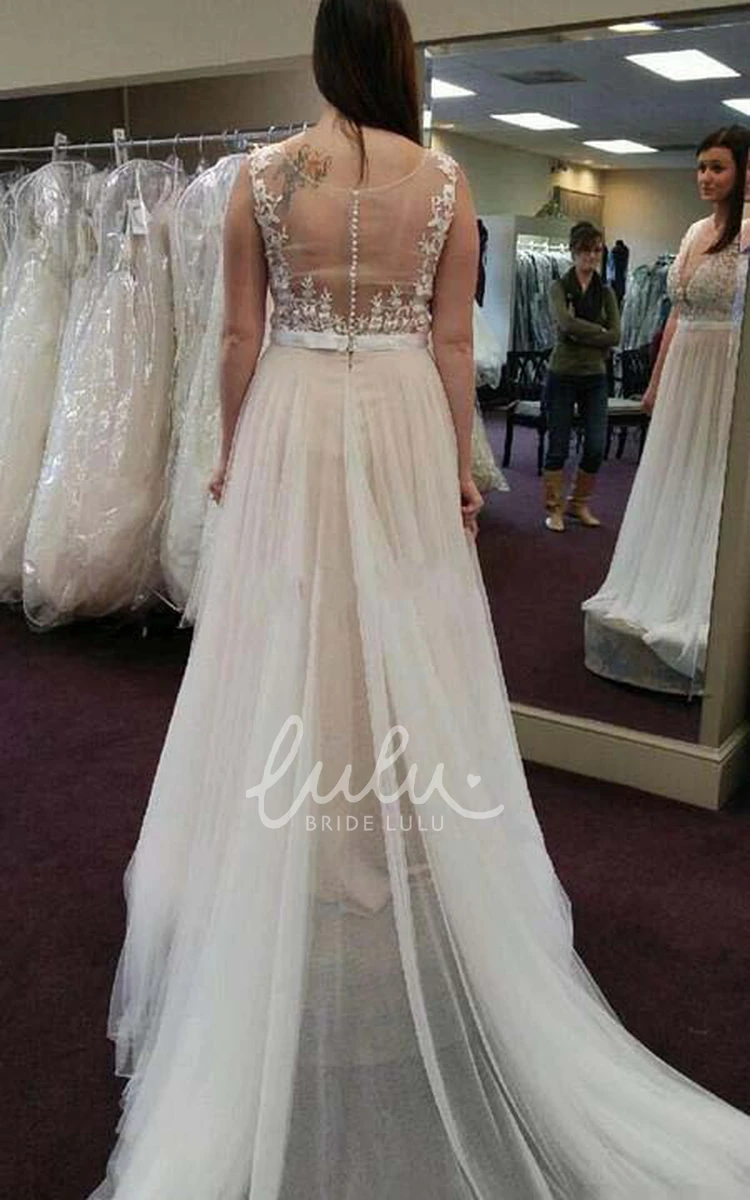 Jewel Lace A-line Wedding Dress with Button and Zipper
