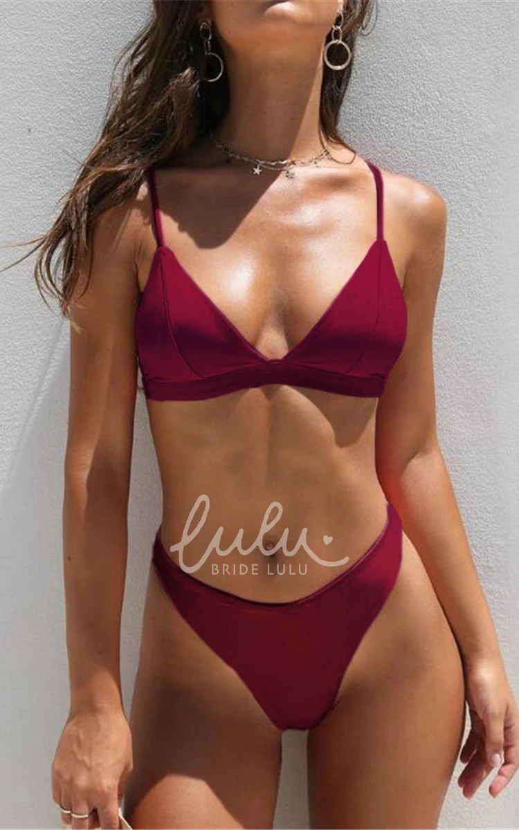 Plain Spaghetti Push Up High-Cut Bikini Set