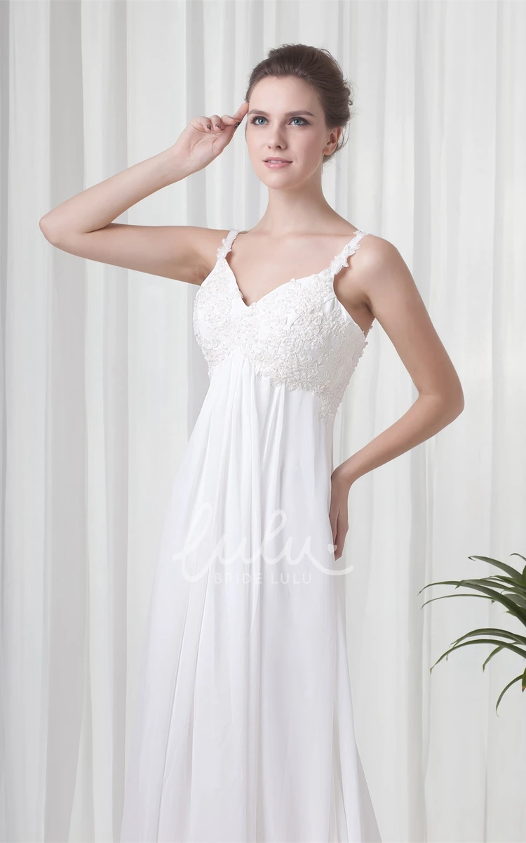 Maternity Formal Dress with Empire Chiffon and Appliques Spaghetti-Strap