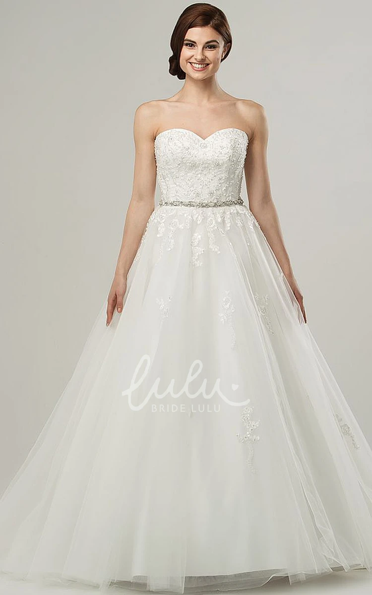 Jeweled Ball Gown Tulle Wedding Dress with Cape Sweetheart