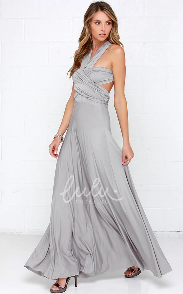 Convertible Strap Prom Dress Sleeveless Jersey Fabric