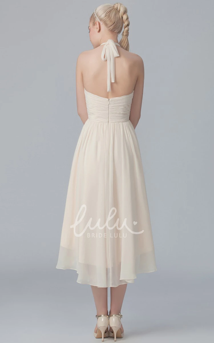 Halter High-Low Bridesmaid Dress with Layers