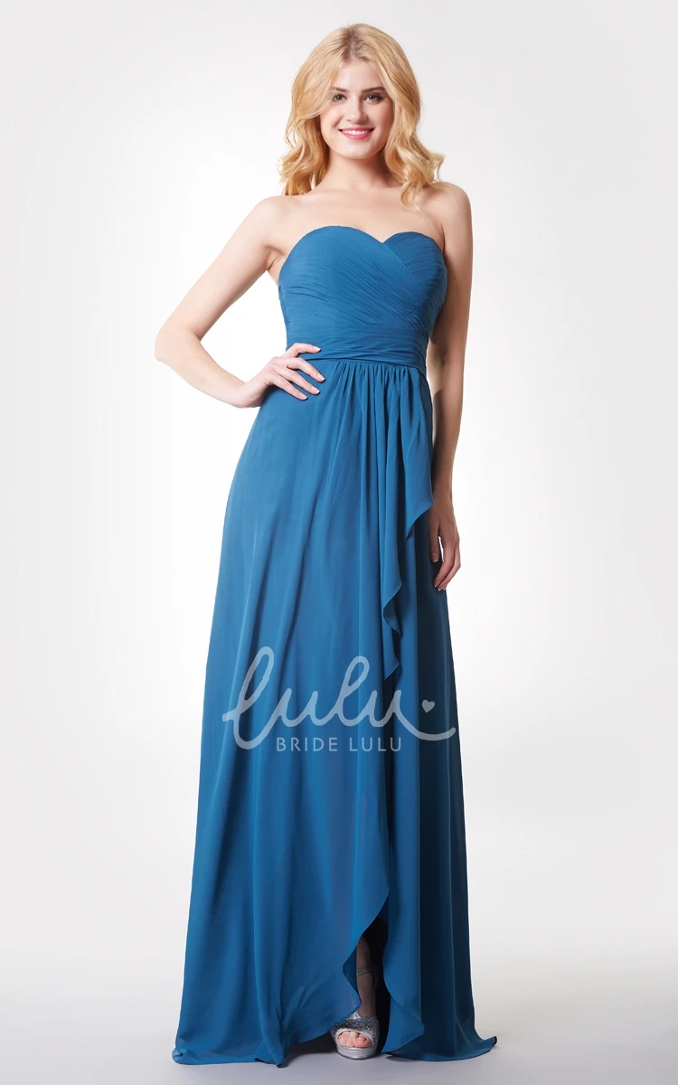 Sweetheart Ruched High-low Chiffon Beach Bridesmaid Dress