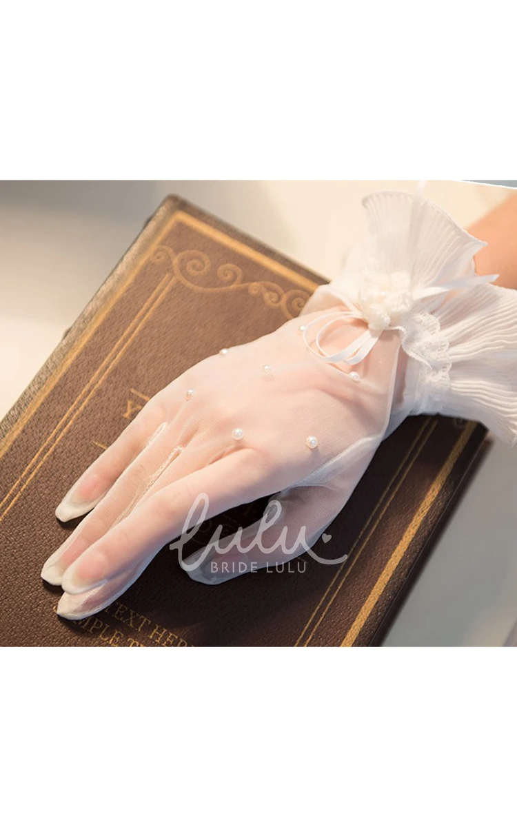 Lotus Leaf Lace Short Gloves Wedding Dress Accessory