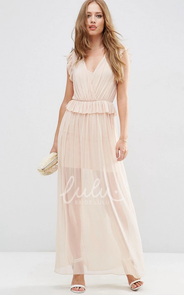 Sleeveless Sheath Chiffon Bridesmaid Dress with Ruching Modern Bridesmaid Dress