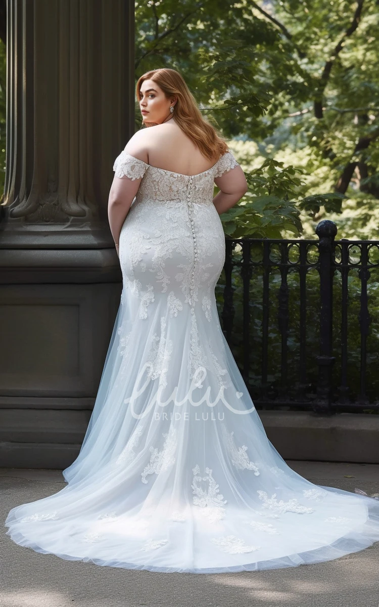 Mermaid Plus Size Lace Tulle Wedding Dress Sleeveless Ethereal Romantic Sweep Train