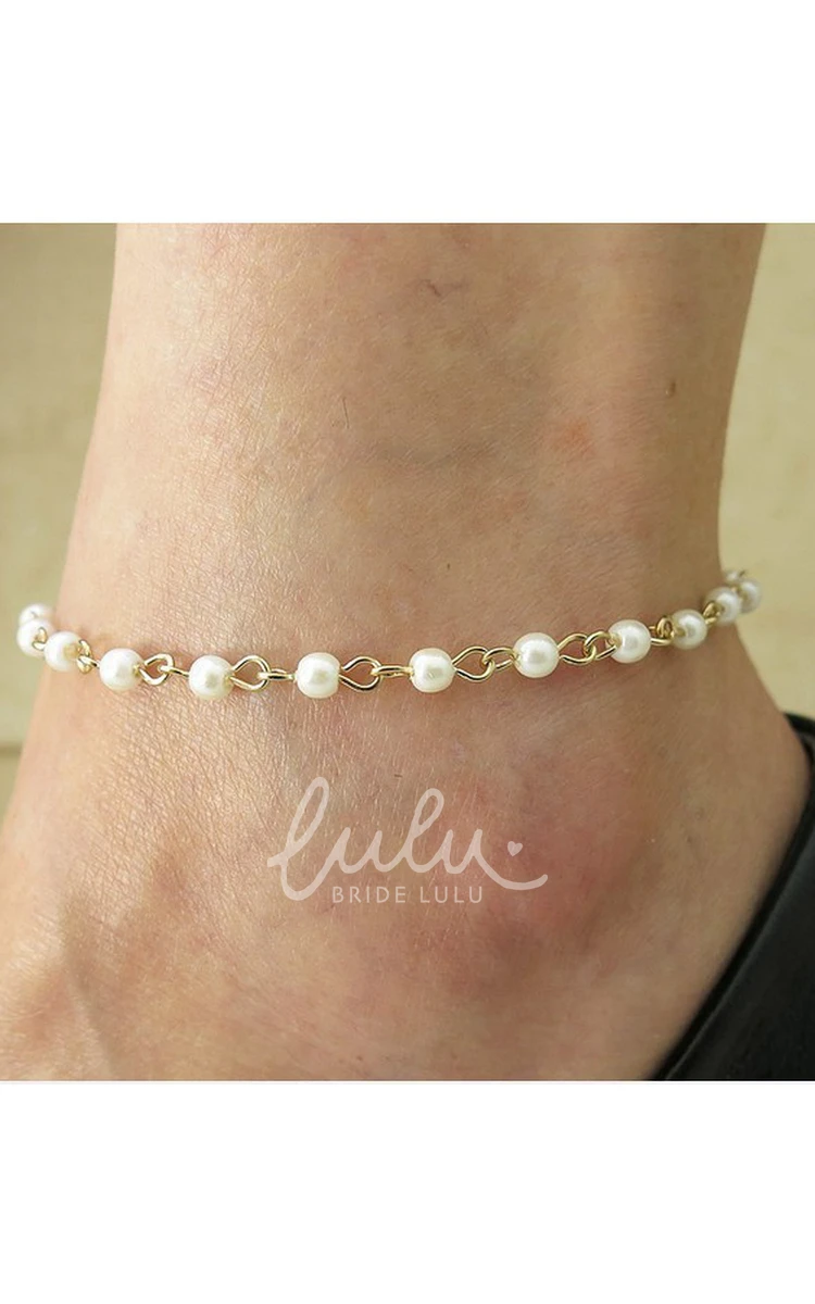 Simple Pearl Foot Anklet for Western Style Wedding Dress