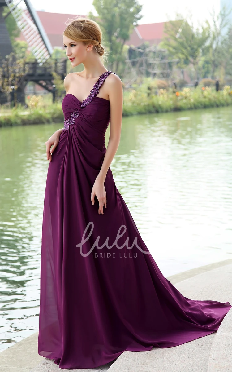 Floral One Shoulder Chiffon Maxi Formal Dress Ethereal Backless Dress