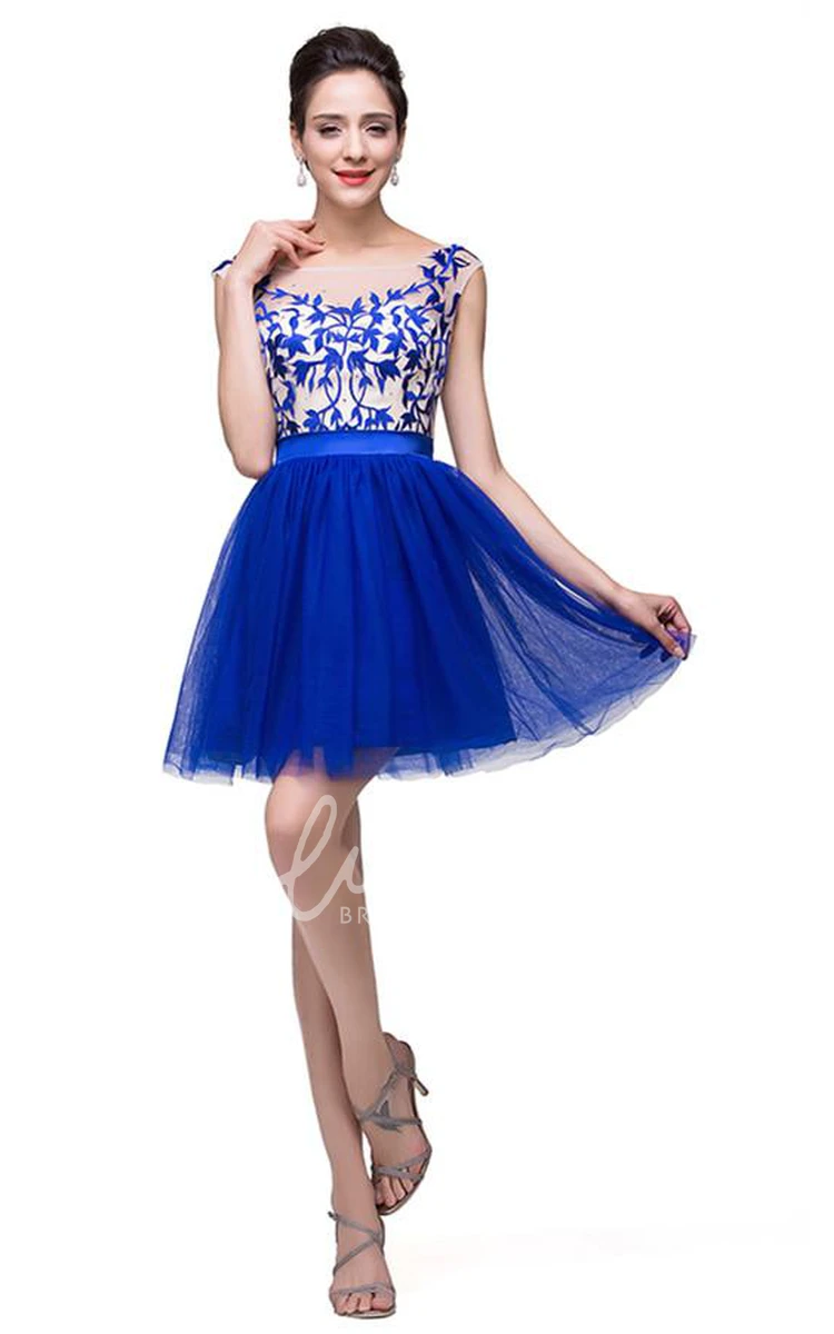 Sleeveless Short Homecoming Dress in Royal Blue with Appliques Elegant Bridesmaid Dress