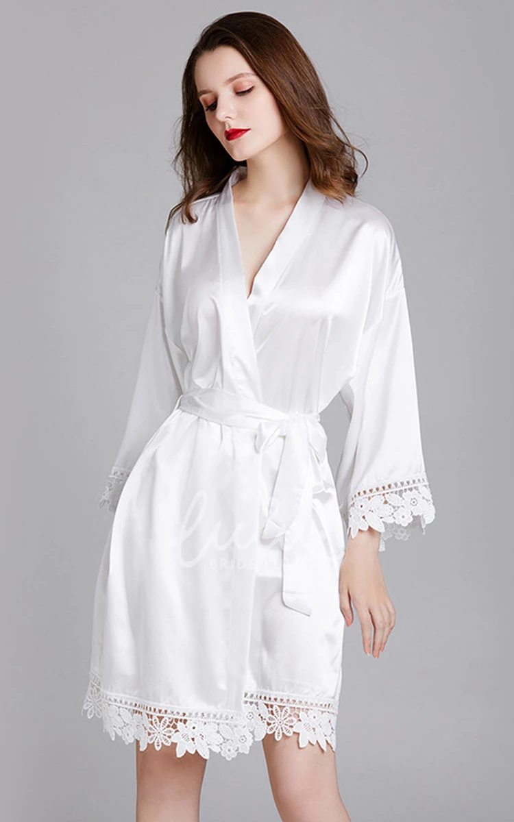 Laced Plain Bride Bridesmaid Robe