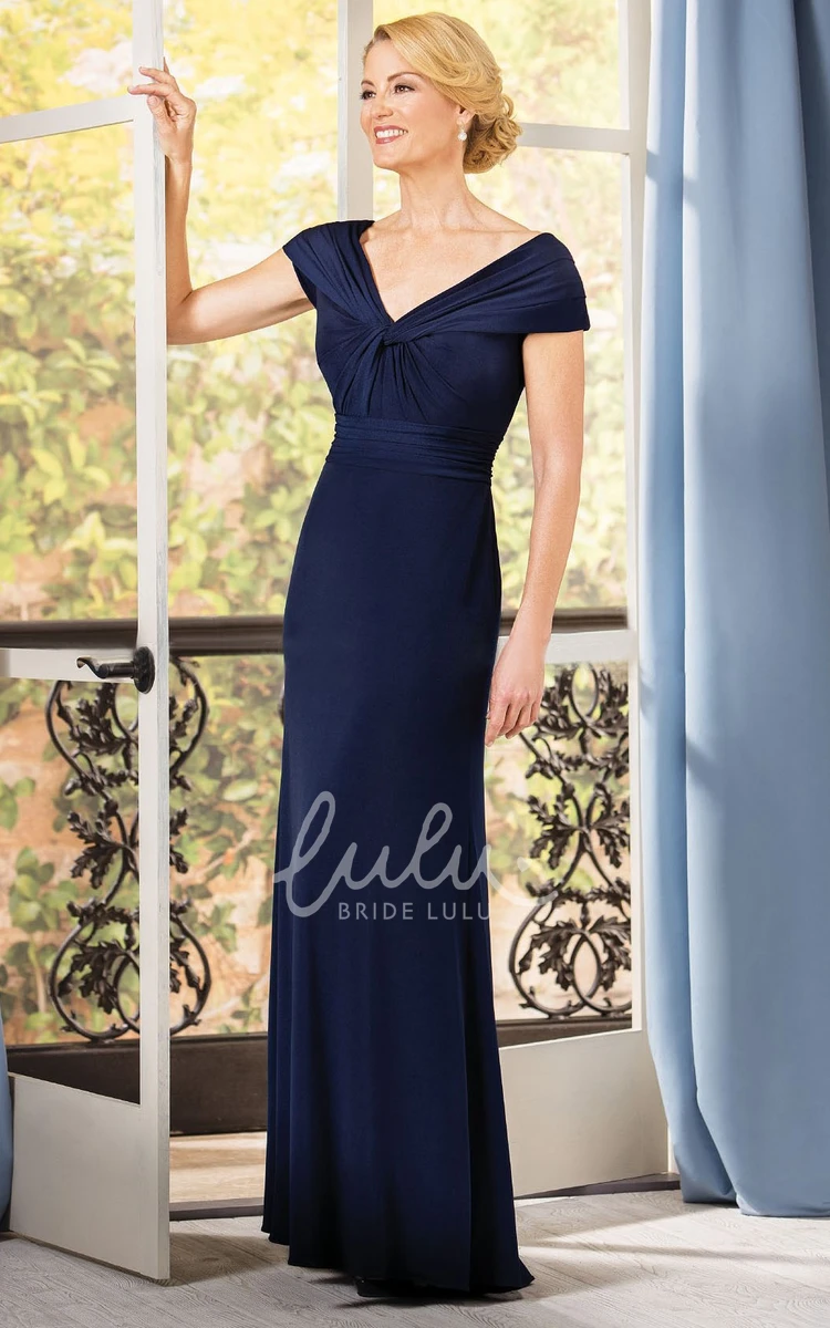Fabulous V-Neck Cap-Sleeved Long Prom Dress with Ruches
