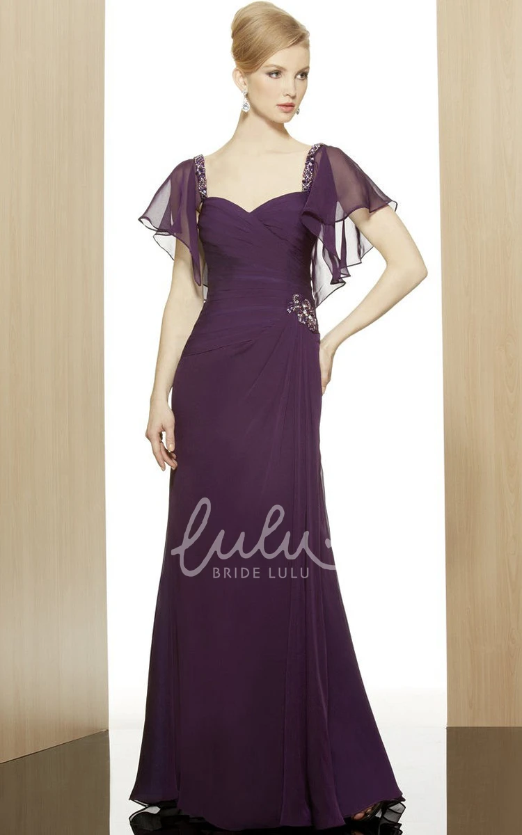 Sweetheart Chiffon Long Formal Dress with Beading and Side Draping