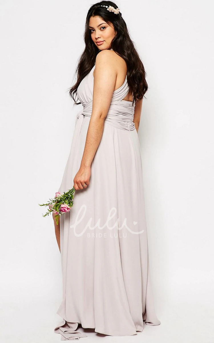 Halter Chiffon Bridesmaid Dress with Front Split and Ruching in Sleeveless Style