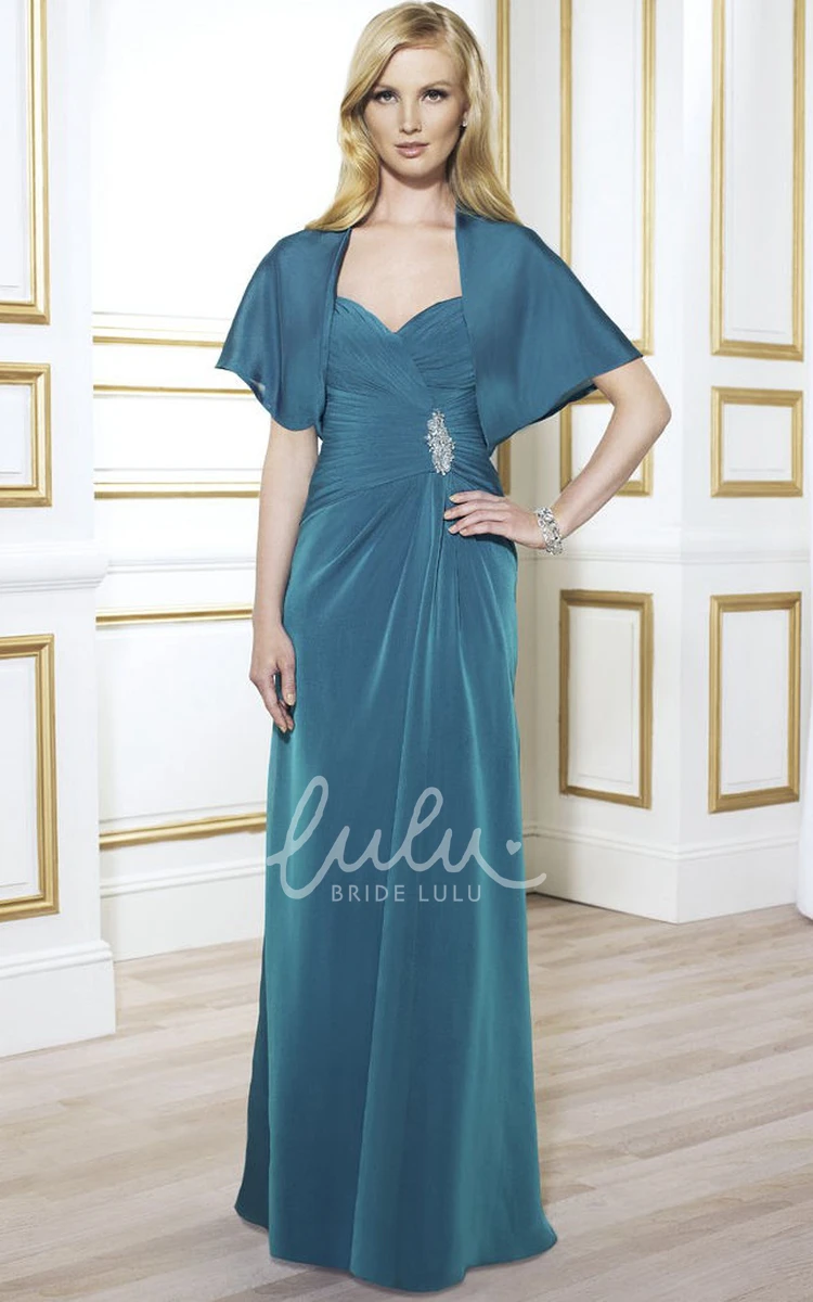 Jersey Criss-Cross Mother Of The Bride Dress with Bat Sleeves and Sweetheart Neckline