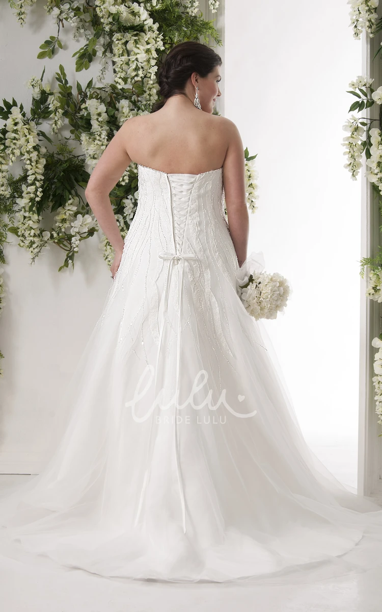 Plus Size A-Line Sweetheart Tulle Wedding Dress with Beading Corset Classic Bridal Gown