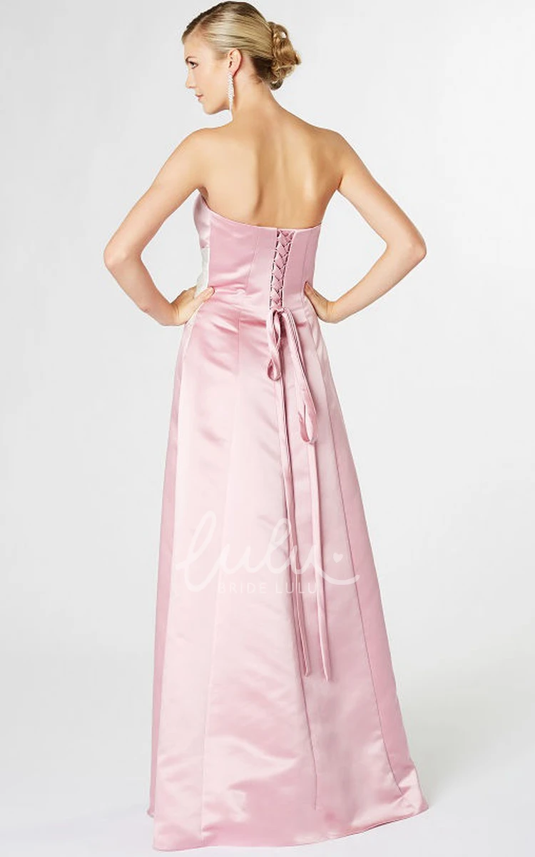 Satin Strapless Bridesmaid Dress with Draping and Corset Back Classy Bridesmaid Dress