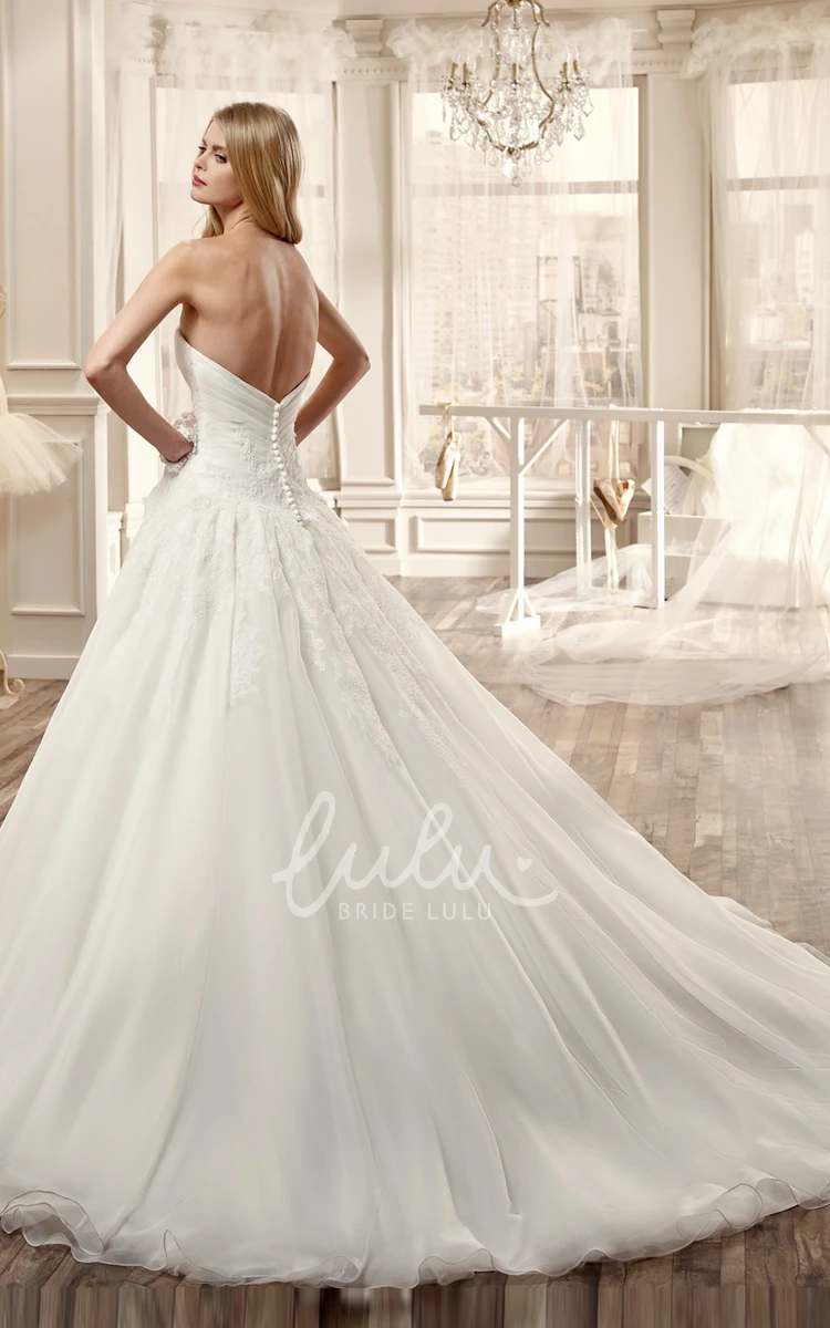 Floral Waist A-Line Wedding Dress with Embroidery Sweetheart Neckline