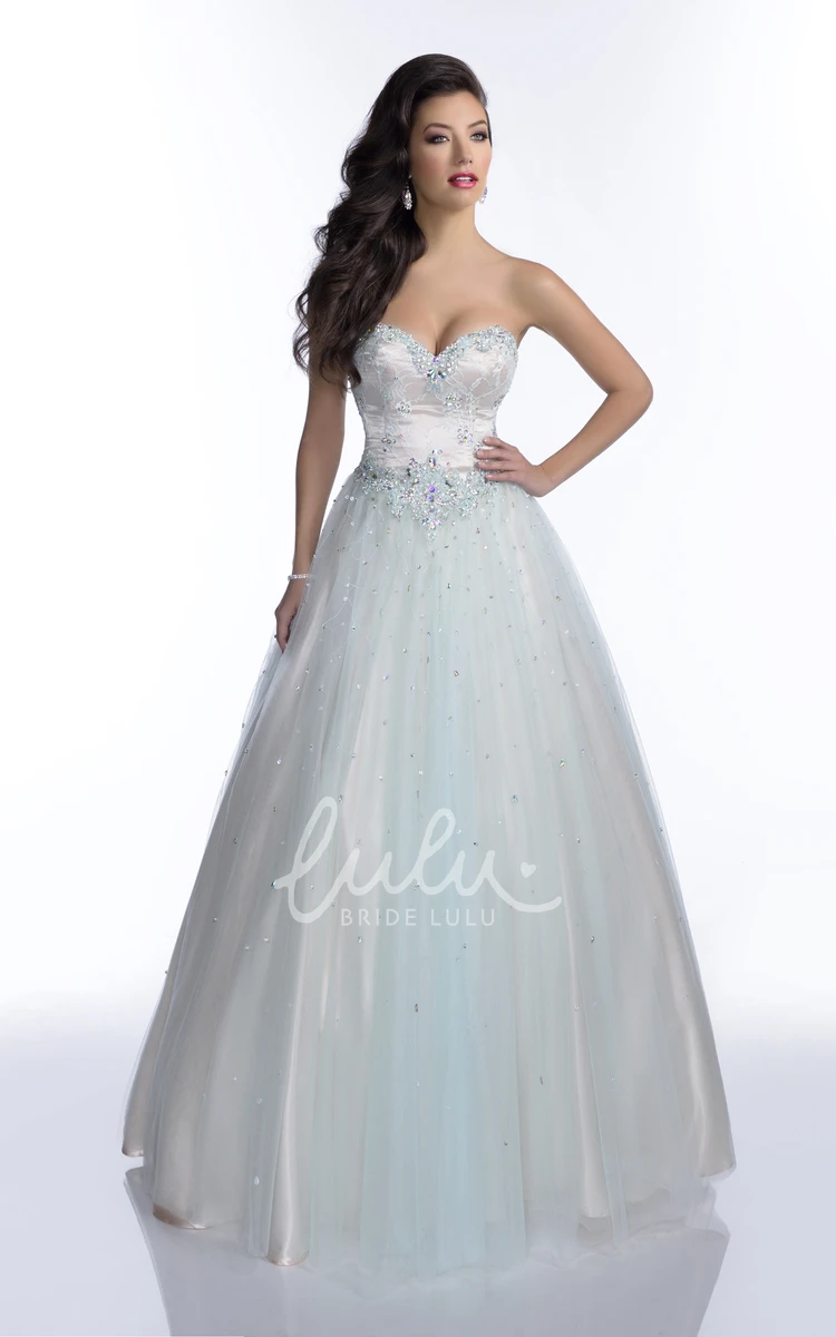 Open Back Sequin Embellished Sweetheart Prom Dress with A-Line Silhouette and Tulle Skirt