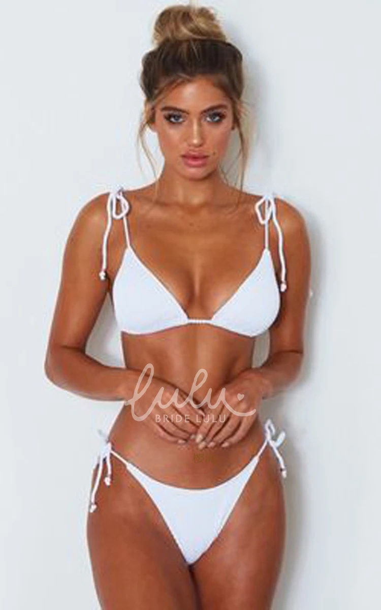 Spaghetti Tie Plain Bikini Set