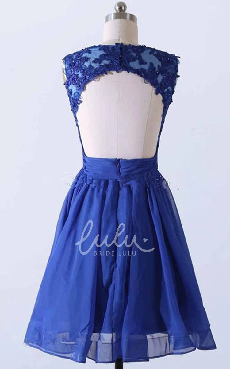 A-line Prom Dress with Appliques and Keyhole Back