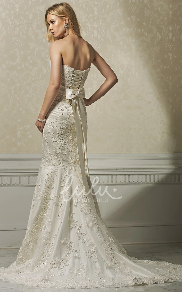 Long Sleeveless Trumpet Lace Wedding Dress with Waist Jewellery Sophisticated and Glamorous