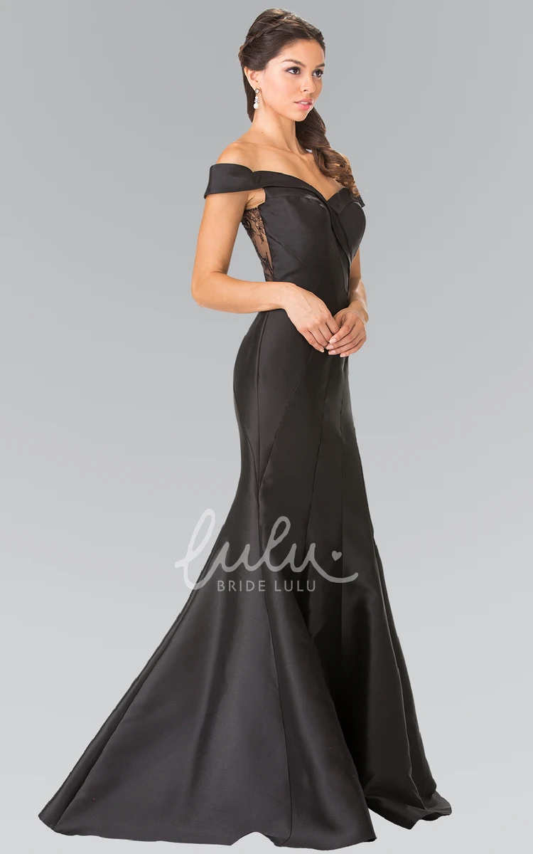 Off-The-Shoulder Satin Lace Dress for Formal Occasions