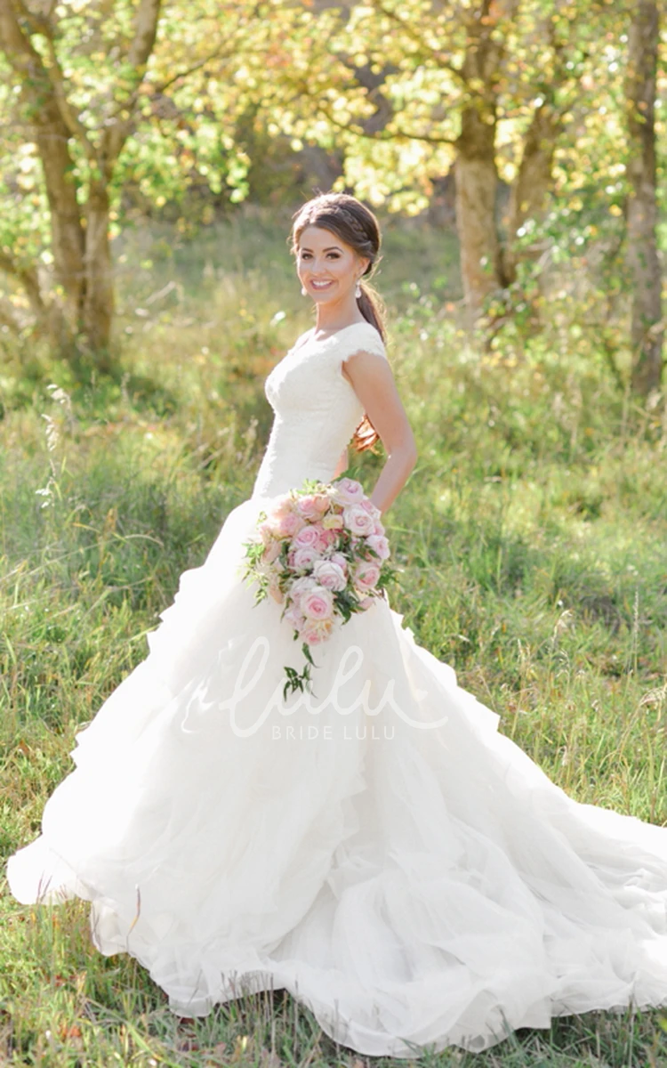 Queen Anne Lace A-Line Wedding Dress with Organza Skirt