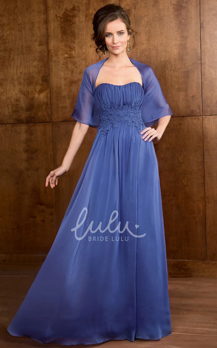 Appliqued A-Line Mother Of The Bride Dress Long Sweetheart Gown with Pleats