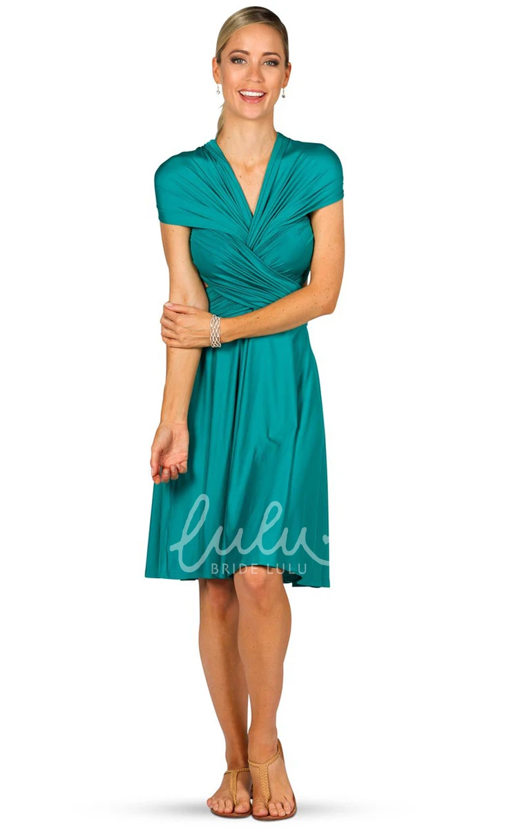 Halter Ruched Midi Jersey Bridesmaid Dress with Straps Convertible