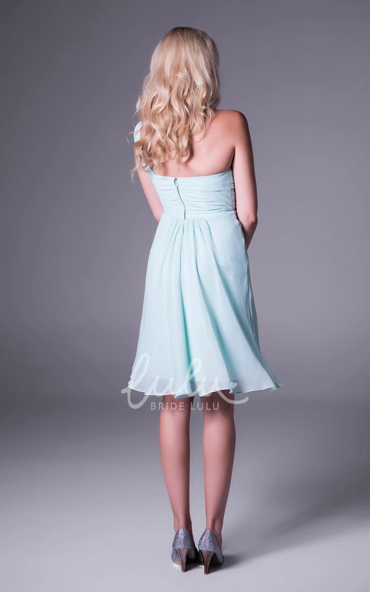 Knee-Length Chiffon Bridesmaid Dress with Ruching One-Shoulder