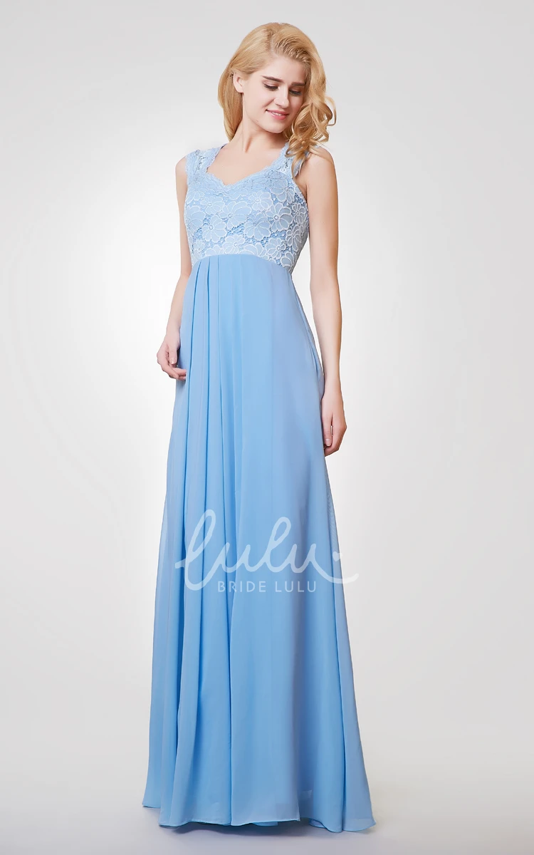 A-line Chiffon Lace Bridesmaid Dress Long Women's Bridesmaid Party Gown