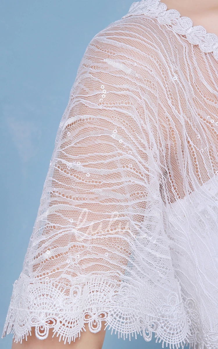 Sequined Lace Cape-style Cloak Unique Wedding Shawl for Brides