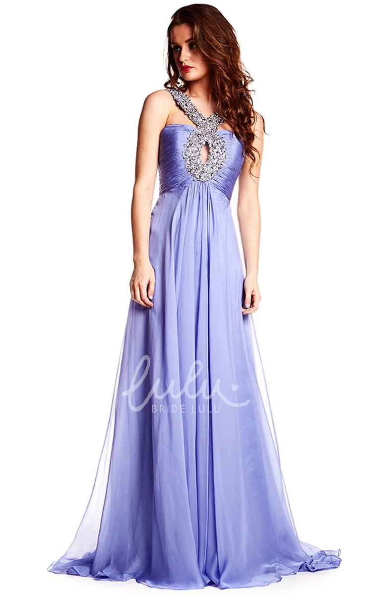 Maxi Beaded Sleeveless Chiffon Prom Dress with Straps Unique Prom Dress for Women