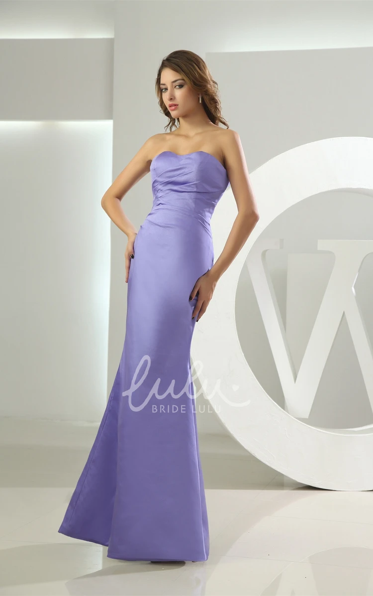 Strapless Satin Mermaid Bridesmaid Dress with Ruching Simple & Elegant