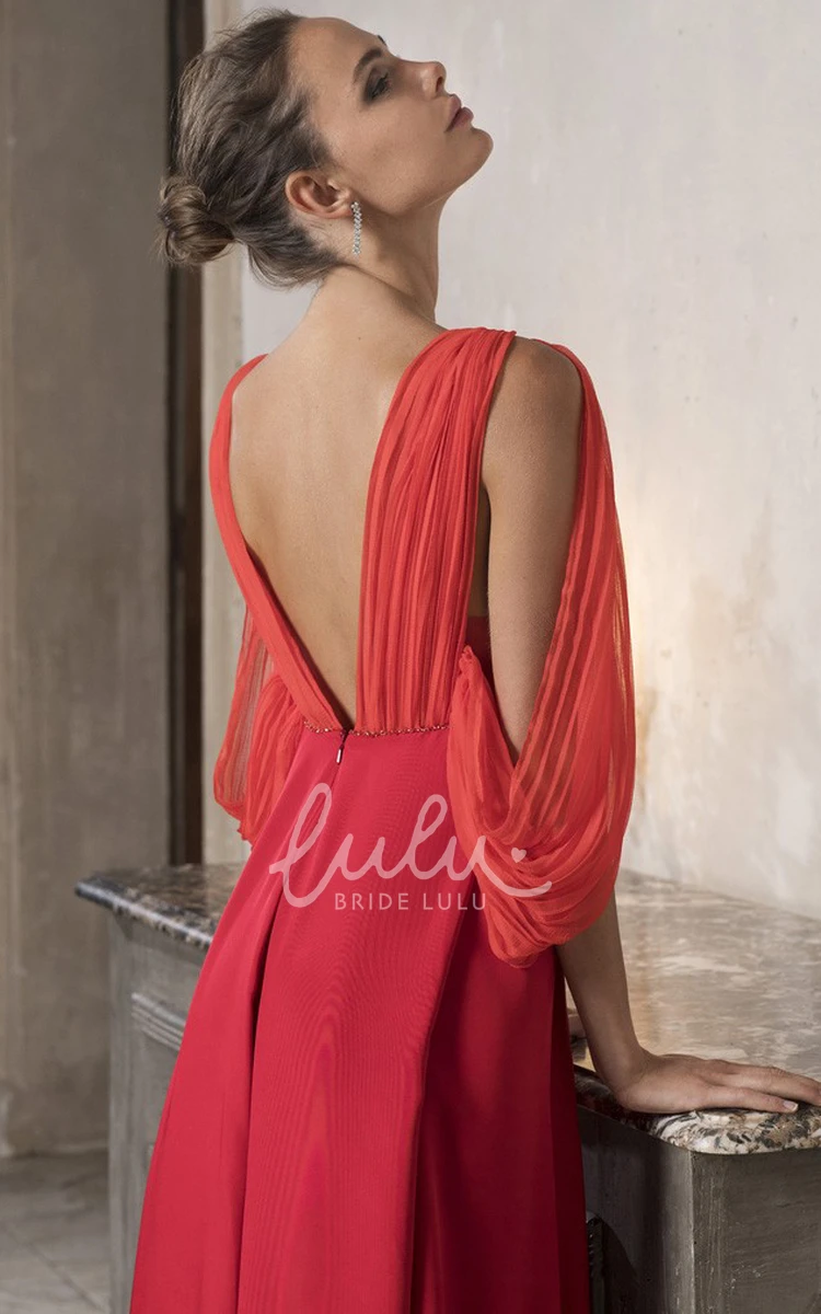 Satin Plunging Neckline A-Line Prom Dress with Ruching Sleeveless Open Back Floor-length