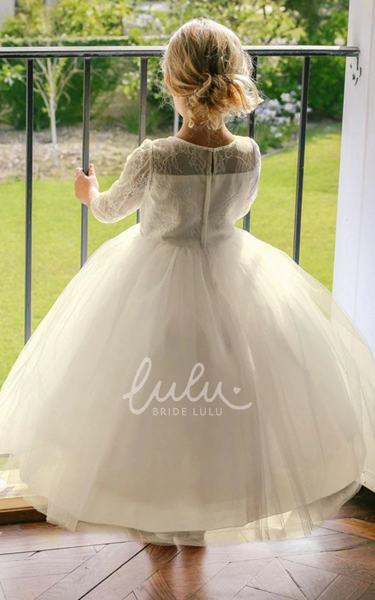 Beaded Tulle and Lace Flower Girl Dress Ankle Length