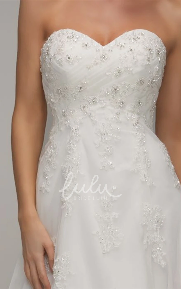 Beaded A-Line Sweetheart Tulle Wedding Dress with Criss-Cross and Lace-Up