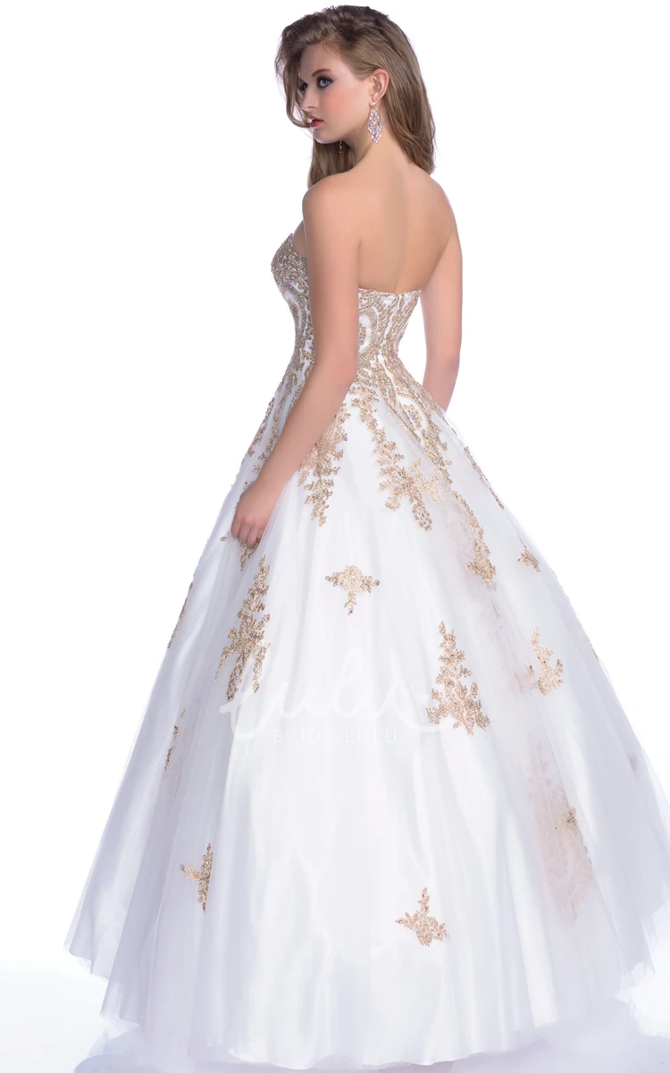Ball Gown with Beaded Appliques and Strapless Sweetheart Neckline Beautiful Formal Dress