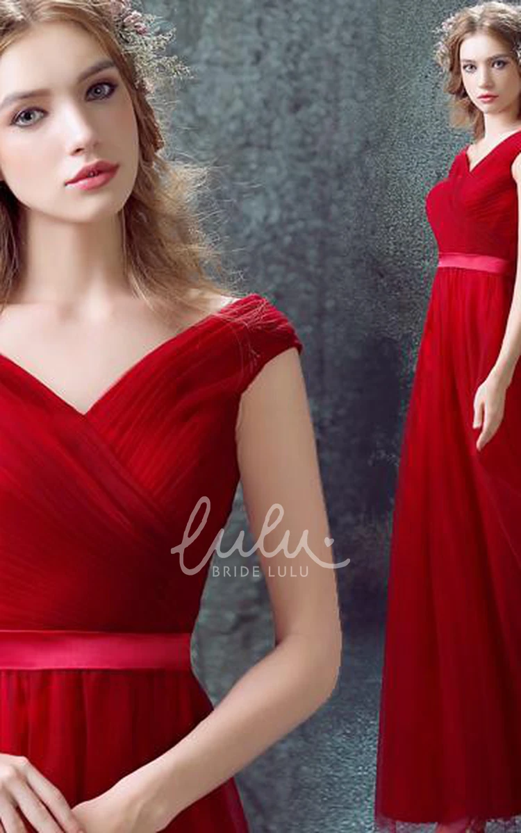 Red Off-Shoulder A-Line Prom Dress with Lace Floor-Length