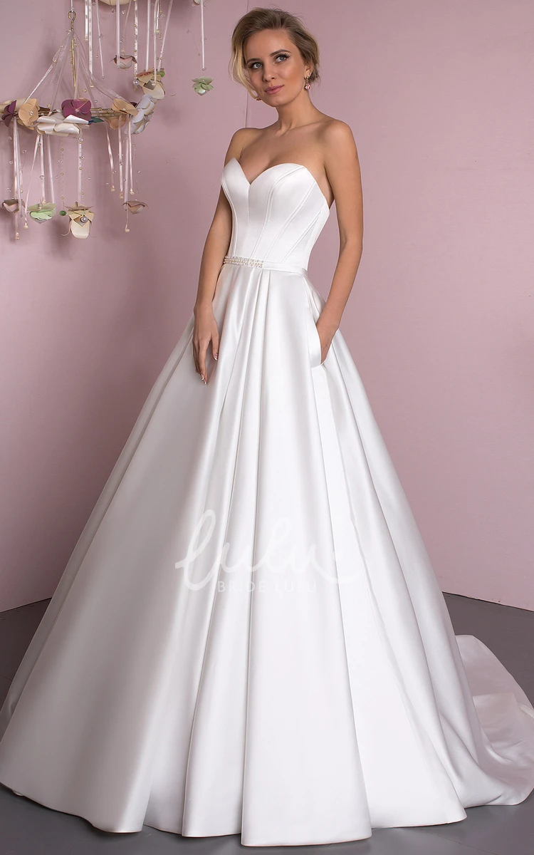 Satin Sweetheart Ball Gown Wedding Dress with Corset Back Timeless Bridal Gown