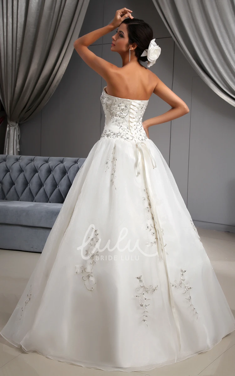 Organza A-Line Wedding Dress with Embroidered Bodice Glamorous and Elegant